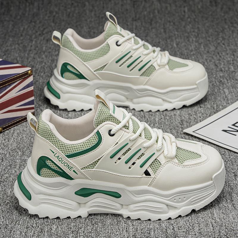 

Новые модные мужские туфли Four Seasons Low top Comfortable Shoes Breathable Casual Sneakers 39 зелёный/бежевый