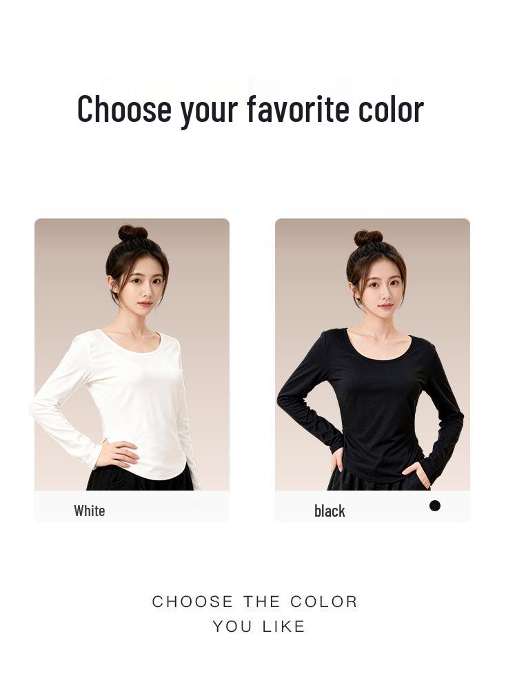 Women's Double-Sided German Fleece U-Neck Long-Sleeve Slim Fit Winter Top 