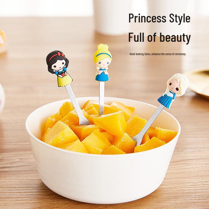 Stainless Steel Children's Fruit Forks - Cute Style Dessert & Cake Forks with Storage Jar for Baby Household Use