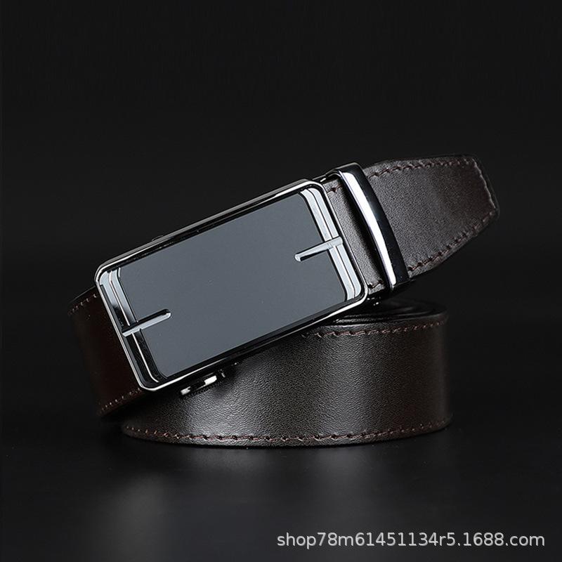 Curea pentru bărbați din piele, la modă, simplă, cu cataramă automată, business, high-end, din piele de vacă de prim strat, curea high-end