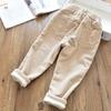 Girls Winter Thickened Corduroy Pants Fleece Lined Warm Casual Trousers For Kids