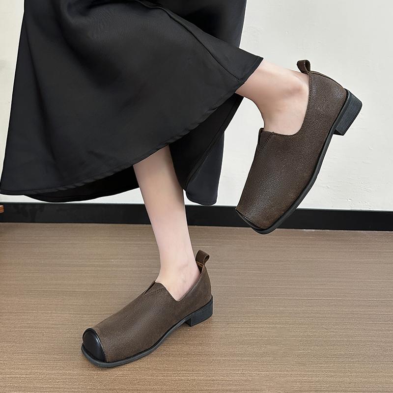 Square Toe Women Flats Soft Shoes Fashion Leather Casual Sneakers 2025 Autumn New Trends Woman Shoes Comfort Zapatillas De Mujer