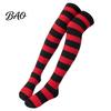 Warm Winter Sleep Socks Striped Plush for Women, Coral Fleece Thermal Socks, Soft Thickened Velvet Knee High Stockings, Sleeping Home And Casual Wear
