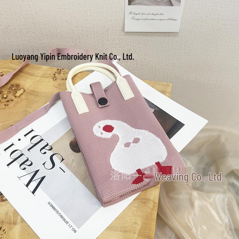 Cute Cartoon Dopamine Knit Crossbody Phone and Coin Bag