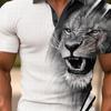 Animal Lion Men's Sportswear Printed Polo Shirt Outdoor Work Streetwear Short Sleeve Black Red Summer Spring Lapel Polo Shirt