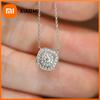 Huitan Cushion Shaped Pendant Necklace for Women Wedding Engagement Charming Silver Color Accessories Elegant Jewelry Inlaid CZ