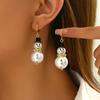 1 Pair Exquisite Snowman Dangle Earrings - Faux Pearl, Rhinestone Snowflakes, Tassel Accents, Christmas Style, Xmas Holiday Gift