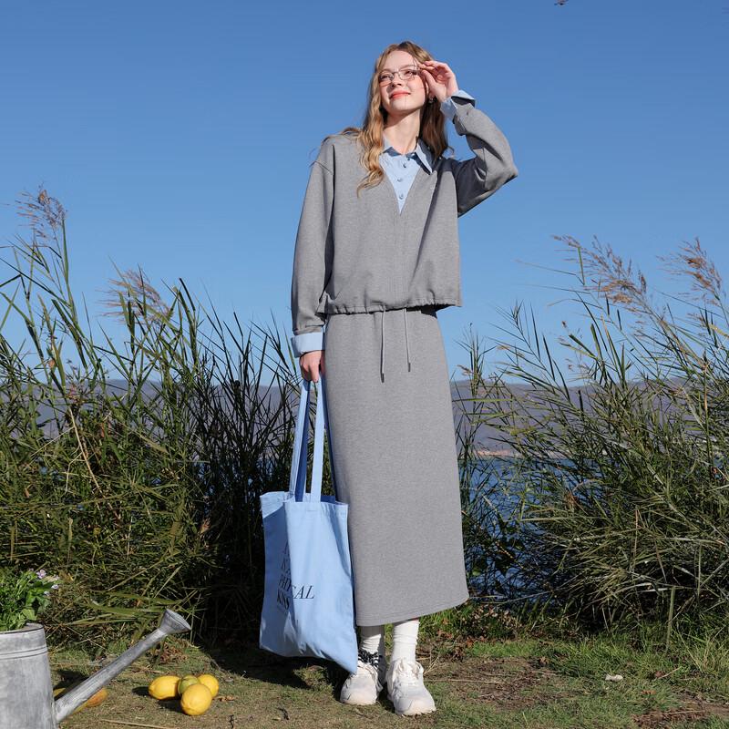 Set con felpa e gonna finto due pezzi da donna Sancai