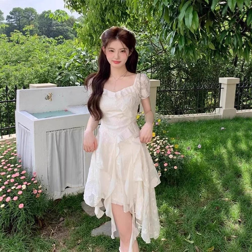 2026 New French First Love Irregular White Princess Birthday Dress Dress Women's Summer Beautiful Small Man