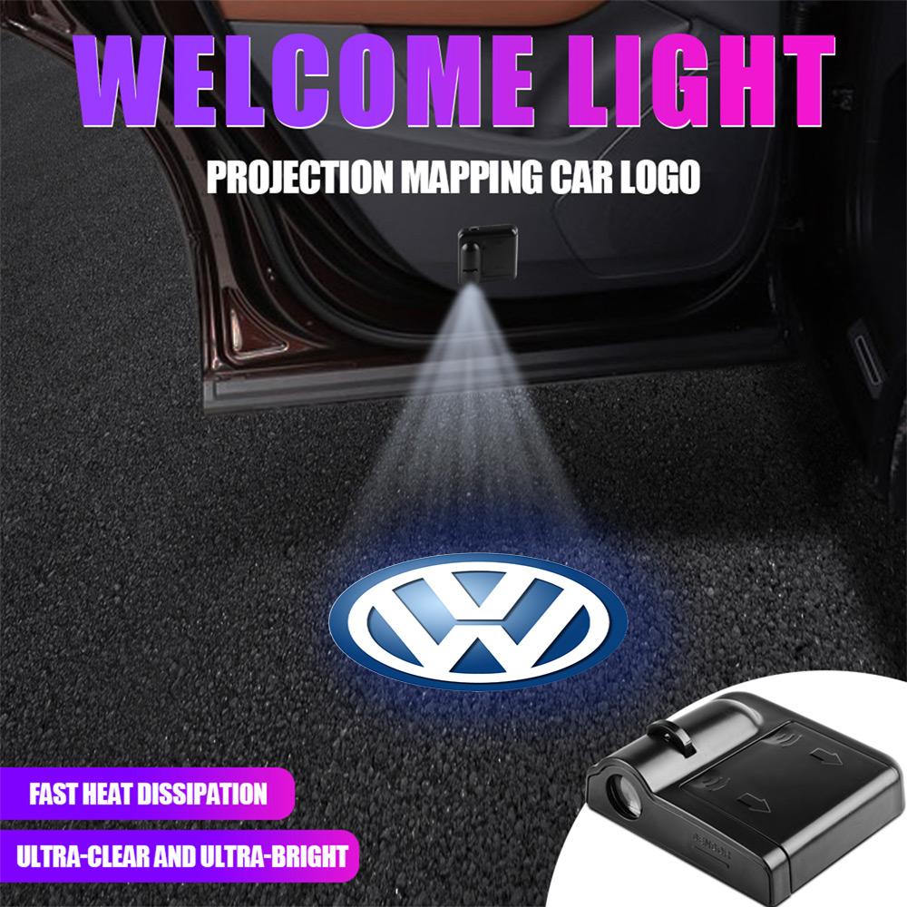 VW Valve Stems Caps 4pcs Car Door Emblem Welcome Lights HD Projector Lamp For Volkswagen VW Rline New R Beetle Touareg Tiguan Golf EK1