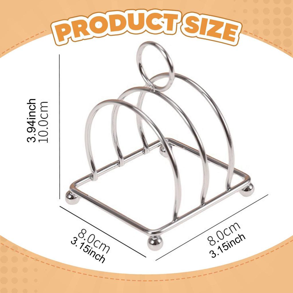 Stainless Steel Toast Rack Space Saving Easy to Clean Bread Stand 3 Slice Slot Loaf Slice Holder for Home, Gathering, Table Cafe