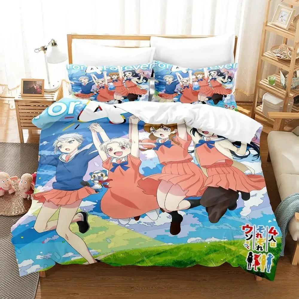 3D Anime Yo-nin Wa Sorezore Uso Wo Tsuku Bedding Set Single Twin Full Queen King Size Bed Set Adult Kid Bedroom Duvet Cover Sets
