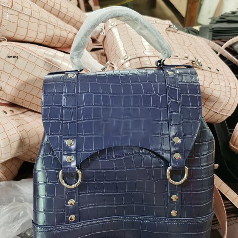 2025 Black Crocodile Print Backpack: Trendy, Casual, Large Capacity