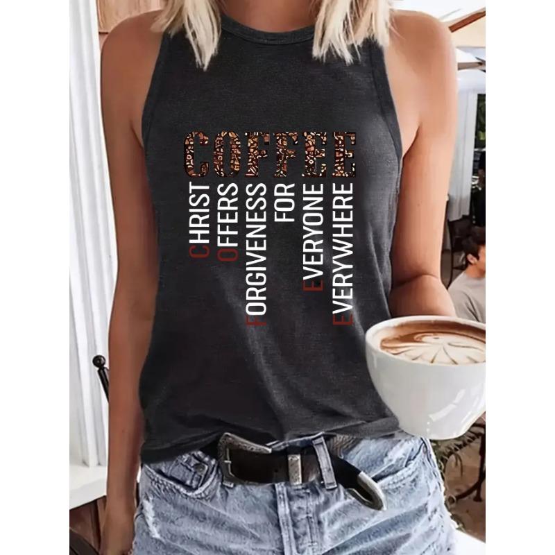 Letter-printed Round-neck Vest Spring and Summer Casual Sleeveless Top