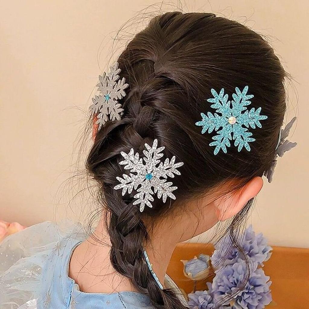 YINKE 6-Piece Hair Accessory Set for Kids and Adults, Snowflake Hair Clips, Perfect for Christmas, Parties, Costumes, School Festivals, and Recitals