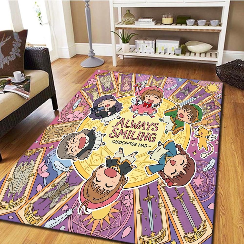 Cardcaptor Sakura Schlafzimmer Wohnzimmer Teppich, Heimdeko Cooler Filmmatte Spielbodenmatte -HE6