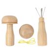 DIY Wooden Hole Mushroom Patchwork Kit Repair Knitting Crafts Needle Base Includes Accessories Fun and Colorful