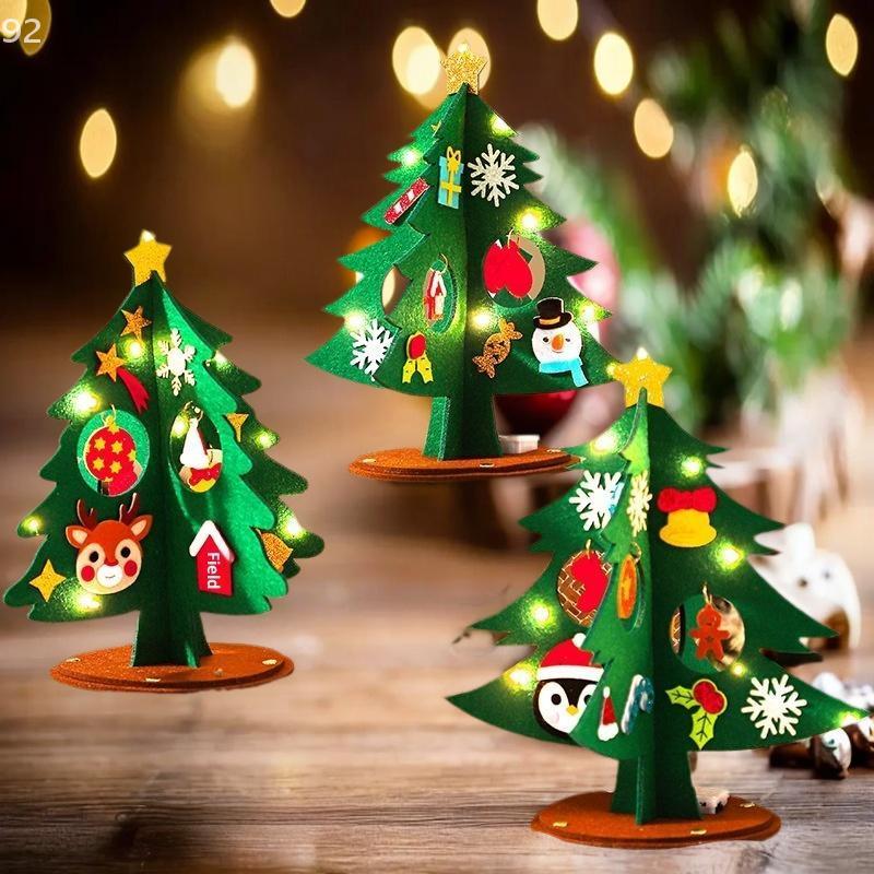 1SET Children DIY Felt Christmas Tree Toys Handmade Xmas Tree Crafts Material Desktop Decoration Navidad New Year Gifts for Kids