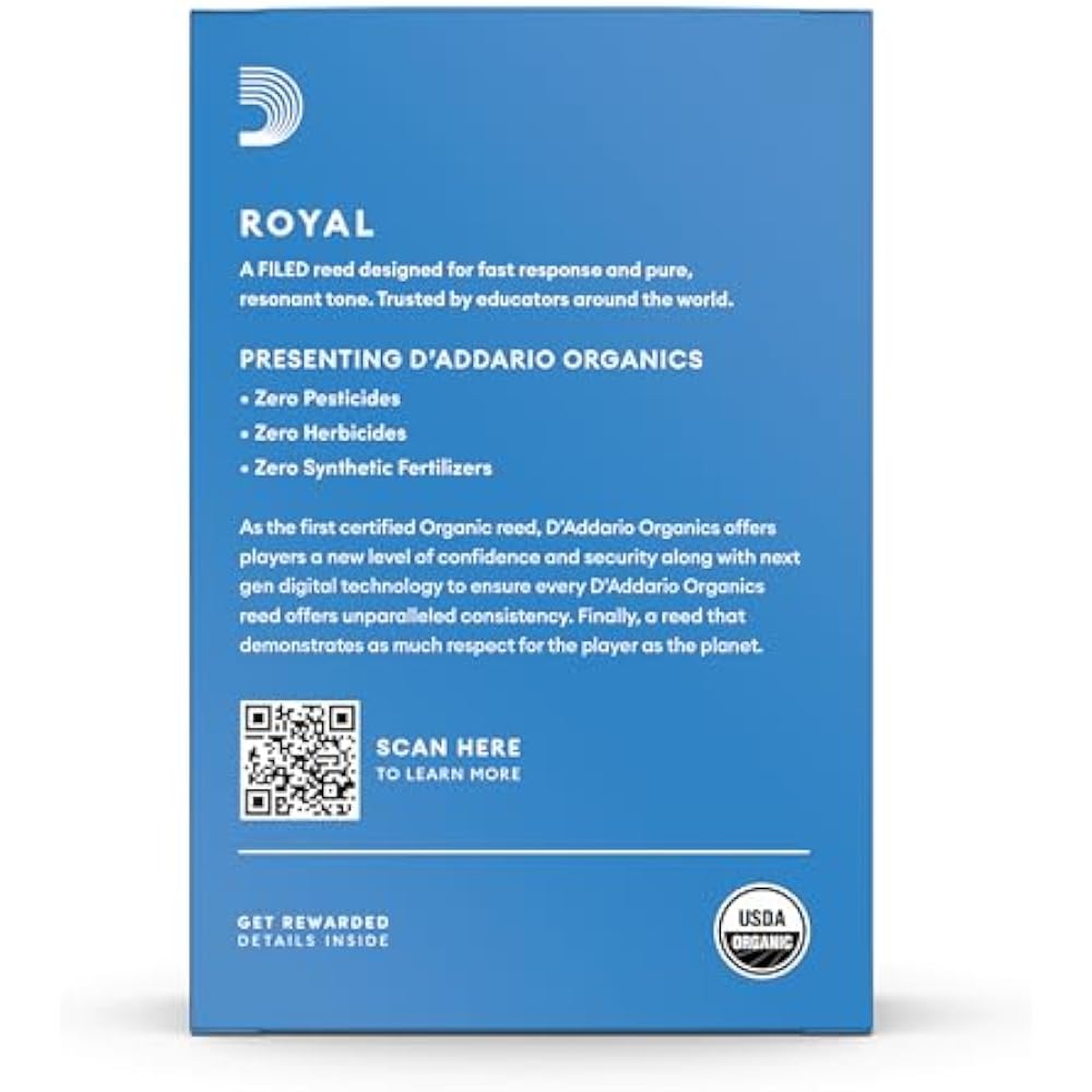 D'Addario WoodWinds Daddario Reed for Bb Clarinet ROYAL RCB1035 [Hardness: 3.5] Pack of 10 [Domes...
