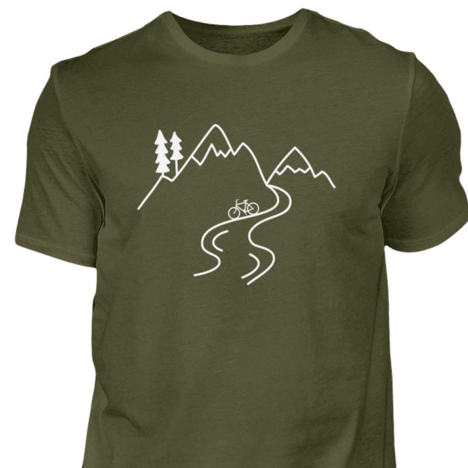Bicycle Nature T-Shirt Line Art, Outdoor Cycling Shirt Men, Minimal Bike Design, Cyclist Nature Motif, Hiking Cycling Tee, Adventure Look 4XL