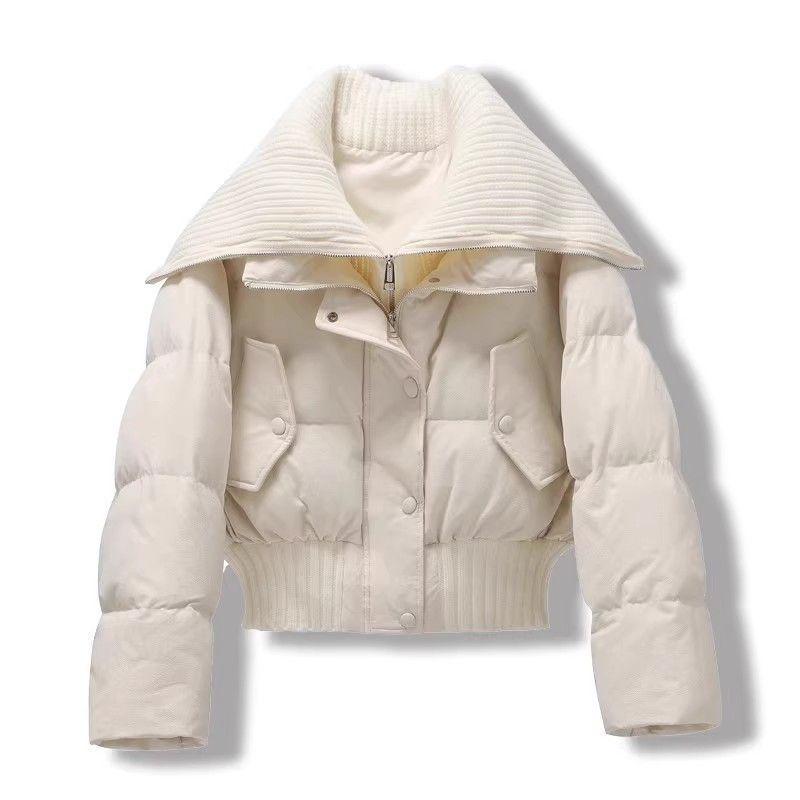 2025 Damen Kurze Winter Baumwolljacke mit großem Revers - Modischer und warmer Mantel