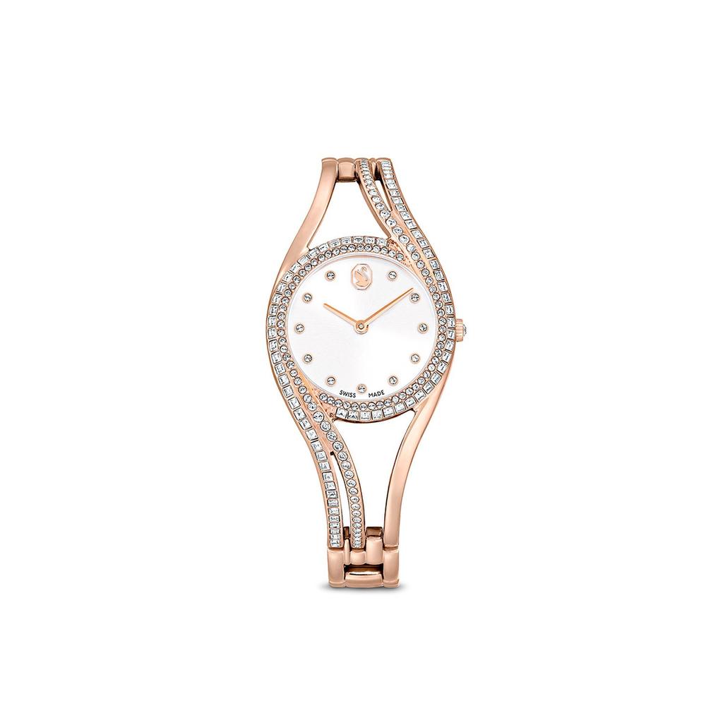 [Swarovski] Hyperbola Rose Gold Tone Bangle Watch 5715465