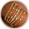 Turandoss 18K Gold Plated Beaded Stretch Initial Bracelet for Women Gifts