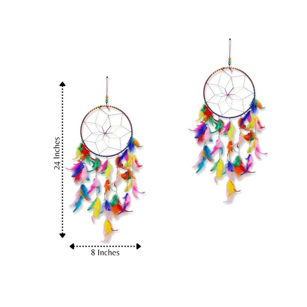 Handgefertigte Traumfänger mit Federn, Wand- und Türbehang für Zuhause, Büro, Dekoration, Geschenk (Mehrfarbig, 2er-Pack)