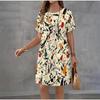 Creative Colorful Patterns 3D Printing Dresses Women Fashion Summer Loose Plus Size Comfortable Breathable Short Sleeve Dresse