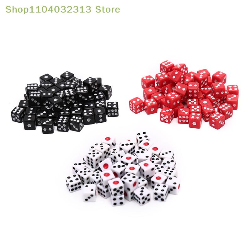 50pcs Dices Gaming Dice Standard Six Sided Dice Birthday Parties Board Game 8mm square-edged dice