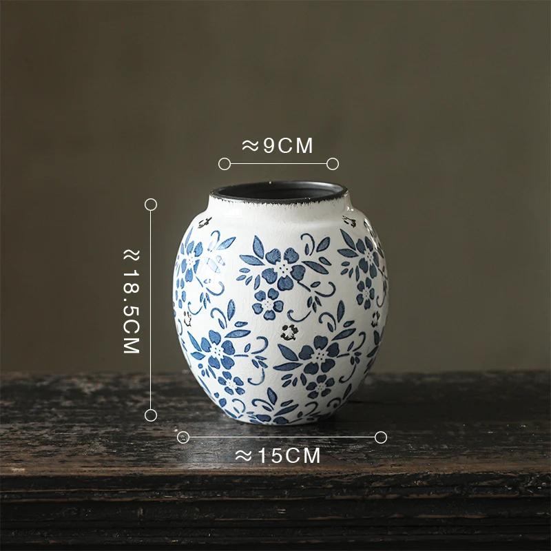 Blue and White Porcelain Vase Hydroponics Ceramic Flower Pots Desk Decoration Flower Arrangement Vases Room Aesthetic Decor