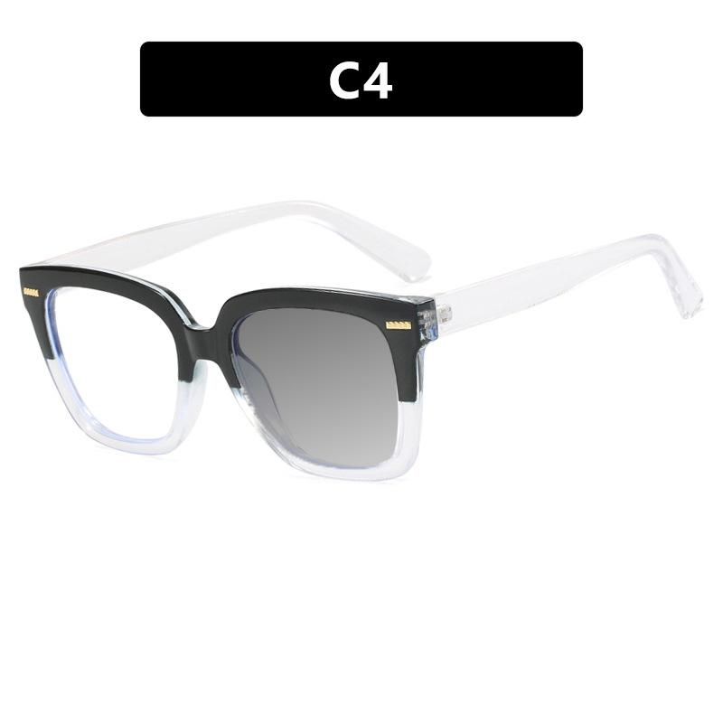 New Rainbow Candy Colored Square Oversized Photochromic Reading Glasses Women Anti Blue Ray Hyperopia Prescription Eyewear