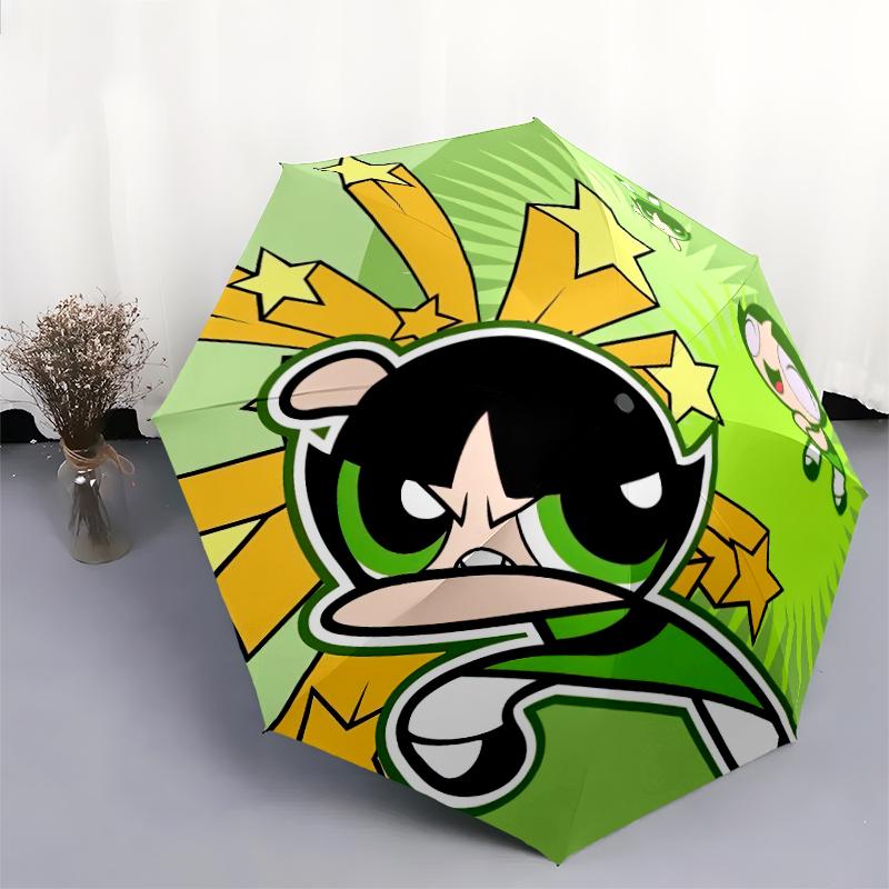 

1PC The Powerpuff Girls Umbrella Portable Folding Umbrella Iron Frame Hole Bone Structure Outdoor Home Umbrella A8 разноцветный