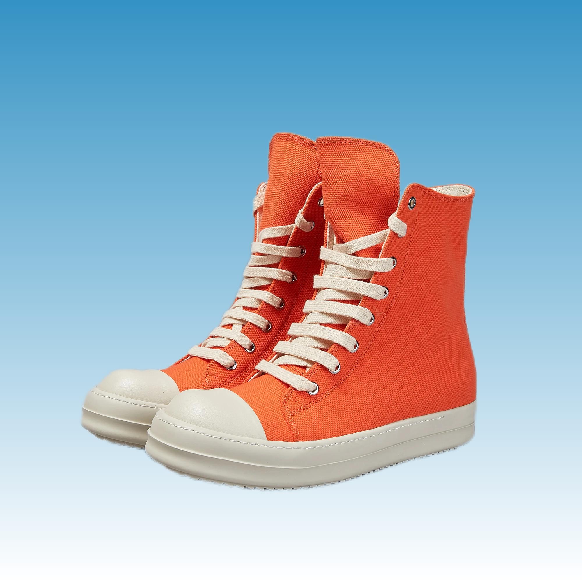 

Classic Orange Canvas Shoe Brand Ro Sneakers Men Boots High Top Canvas Shoes Women Casual Sneaker Luxury Lace Up Flat Ankle Boot 34