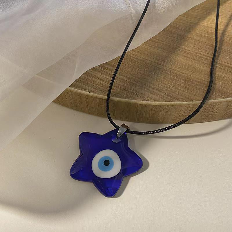 Retro Blue Evil Eye Pendant Necklace for Women