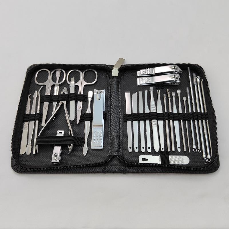 30-Piece Stainless Steel Manicure & Pedicure Set with Nail Clippers, Eyebrow Tweezers, and Blackhead Tools