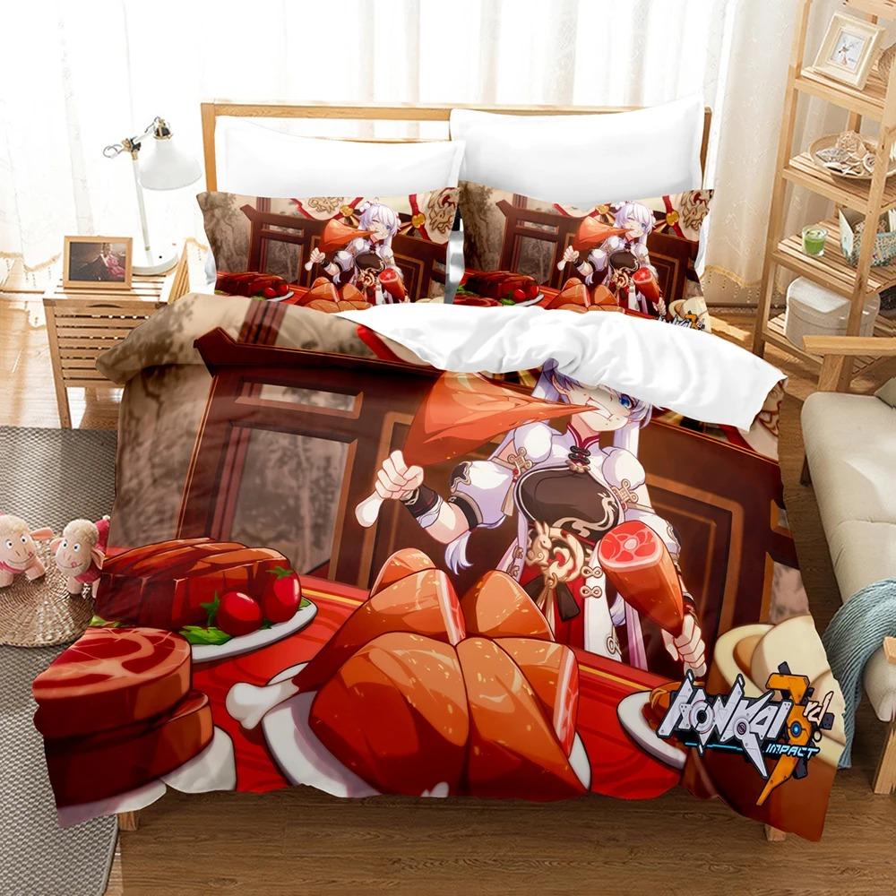 Nuovo Gioco Honkai Impact 3rd Set Biancheria da Letto Copripiumino con Federe Singolo Matrimoniale Queen King Biancheria da Letto Tessuti per la Casa