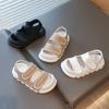 Kids Beach Shoes Soild Color Double Hook&loop Boys Girls Sandals Non-slip Soft Sole 2025 Summer New Children Flats Toes Capped