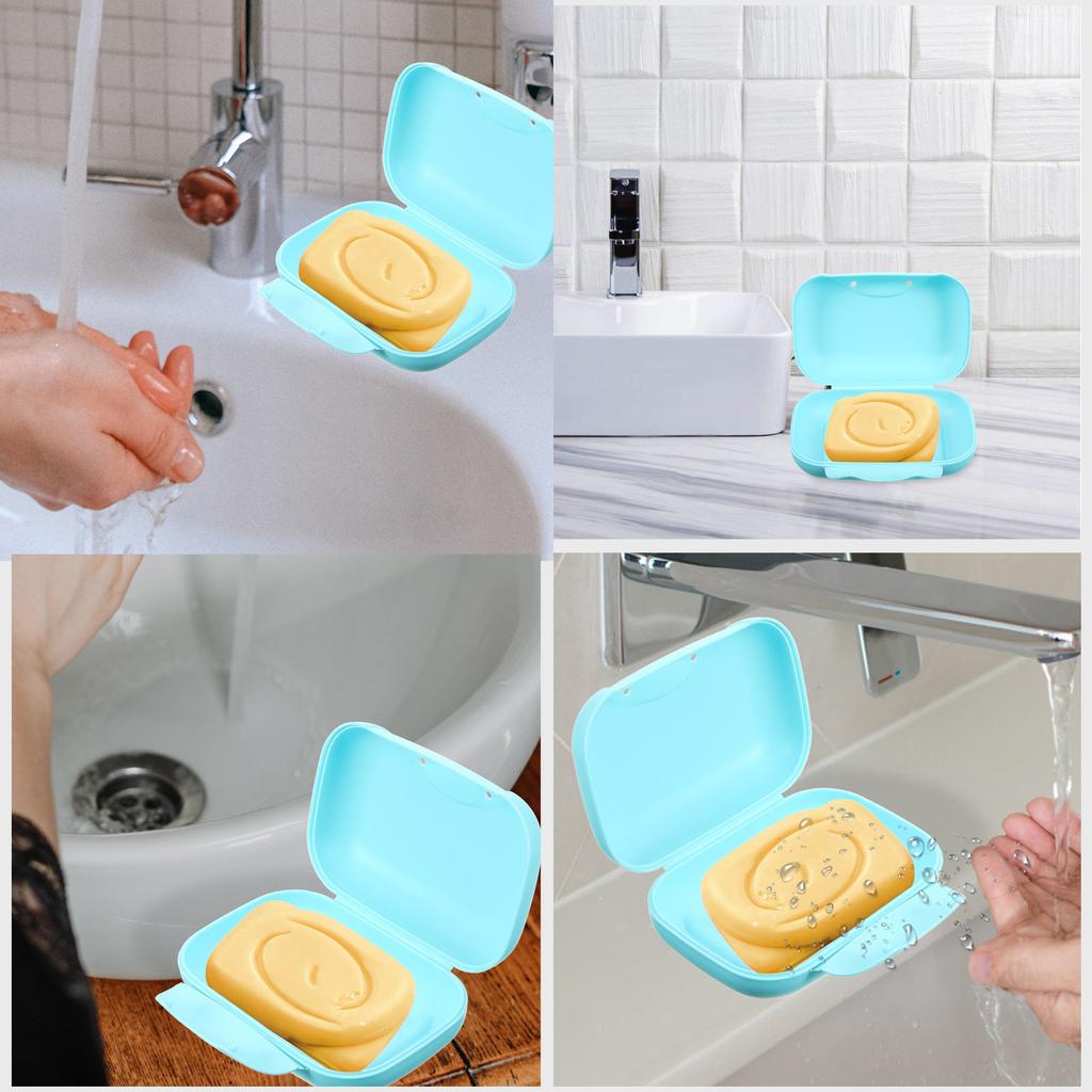 Blue Large Portable Soap Dish Lockable Travel Soap Box Holder Creative Sealed Case for Home Hiking Camping Use