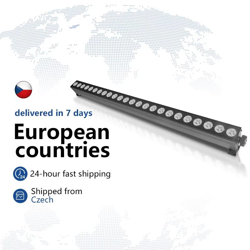 24x12W RGBWAUV 6in1 LED Wall Washer DMX Control LED Strip Light 25 Degree Lens Angle Professional Stage Party DJ Disco Equipment