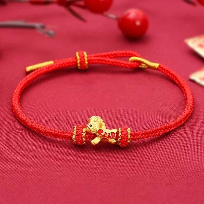 2026 New Year Zodiac Horse Lucky Braided Rope Bracelet Chinese Style Red Thread String Adjustable Bracelets Blessing Jewelry