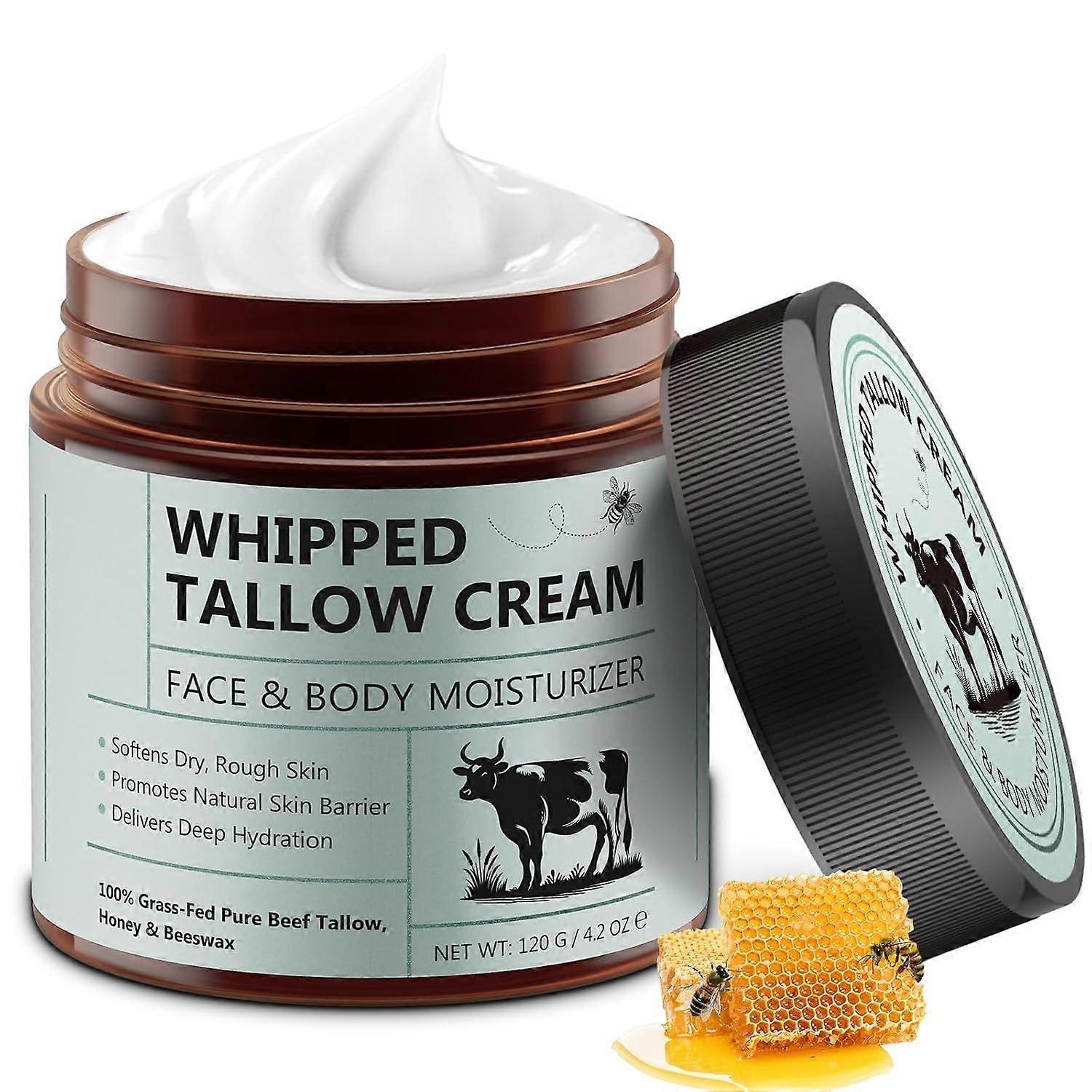 Grass-Fed Tallow Skin Care Cream 120g Moisturizing Face Body Balm Anti-Aging Beef Tallow Skin Care Kit