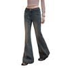 Women's Retro Distressed Washed Slim Flare Jeans