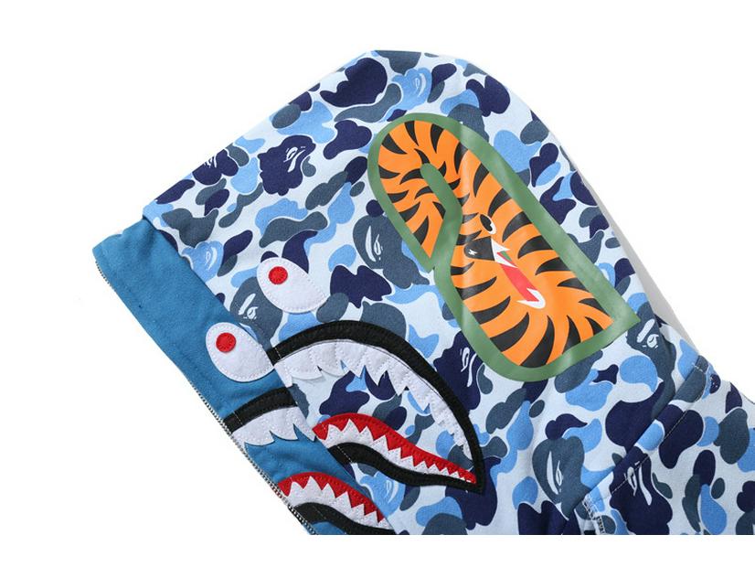 Double Hood Japanese Shark Camo Sweatshirt for Couples