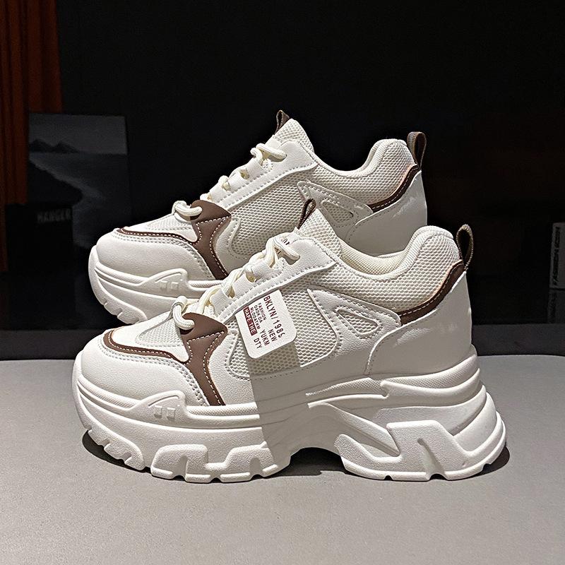 Mesh dad shoes 2024 spring and autumn new fashion Korean version of women's sports shoes heightened platform casual women's single shoes