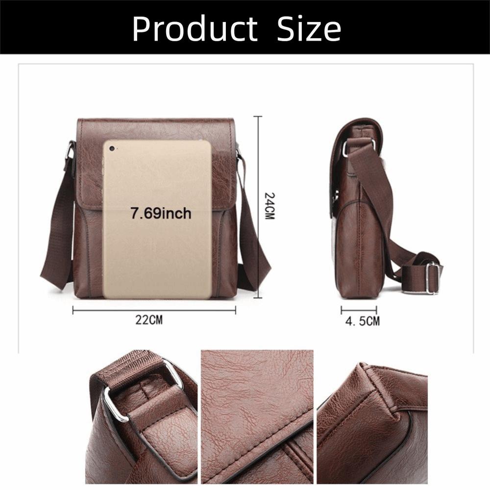Fashionable PU Leather Men's Shoulder Bags Big Capacity Square Messenger Bags Small Essentials Portable Side Bag Daily Carry