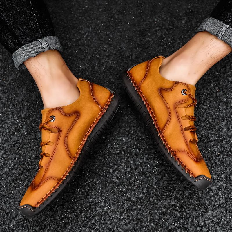 Men’s Casual Shoes Driving Shoes Wide Black Flats Plus Size Outdoor Hiking Shoes Summer Handmade Shoes for Father