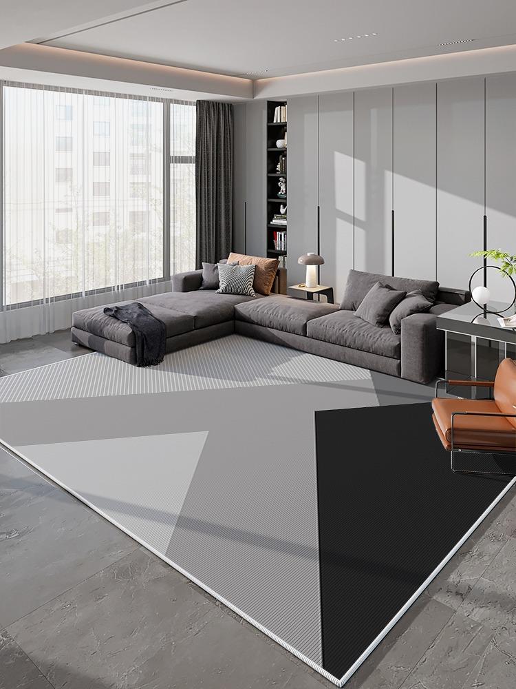 Light Grey Geometric Striped Carpet Living Room Luxurious Decorative Carpets Modern Artistic Lines Rugs Easy Clean Bedroom Rug