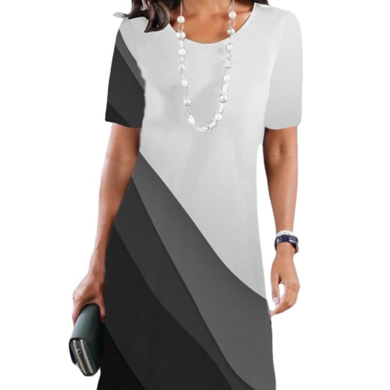 

YYFS женские модные летние весенние повседневные платья с короткими рукавами и круглым вырезом XXXL