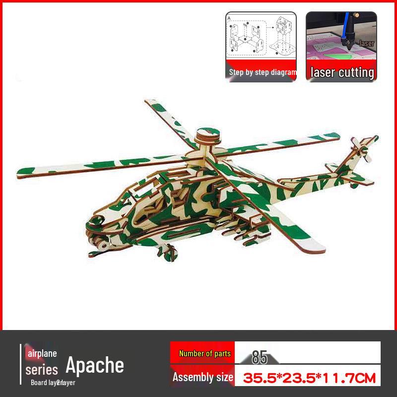 3D Wooden Airplane Model Jigsaw Puzzle - Educational Building Blocks for Children